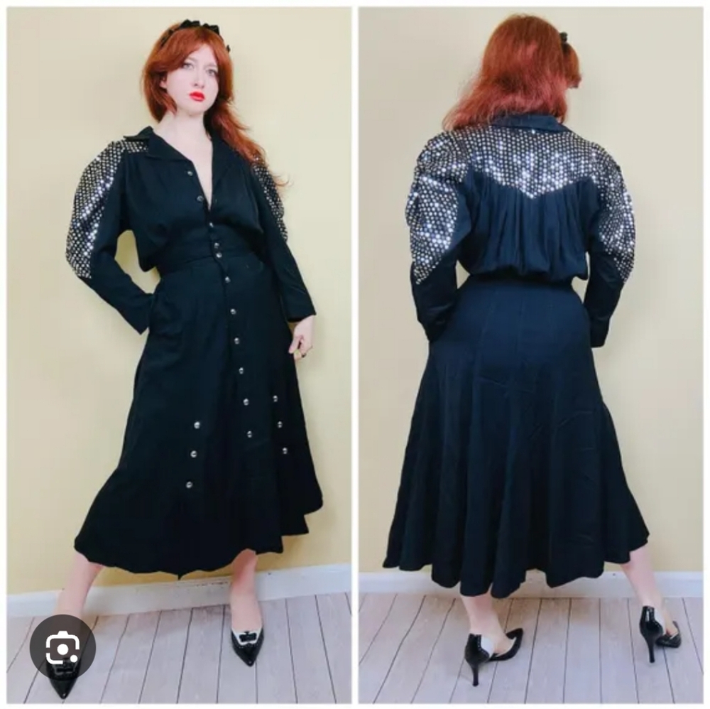 Vintage D. Frank Unique Full Disco Button Shirt Dress.
